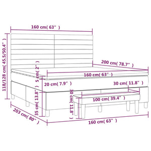 Κρεβάτι Boxspring με Στρώμα Taupe 160x200 εκ. Υφασμάτινο