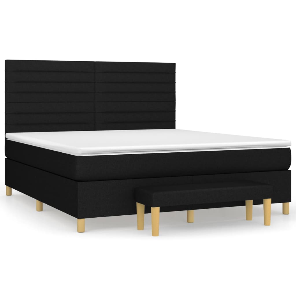 Κρεβάτι Boxspring με Στρώμα Μαύρο 180x200 εκ. Υφασμάτινο - Pakobazaar