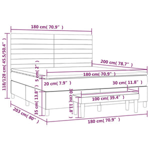 Κρεβάτι Boxspring με Στρώμα Μαύρο 180x200 εκ. Υφασμάτινο - Pakobazaar