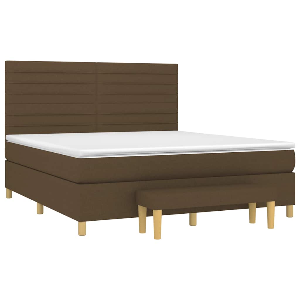 Κρεβάτι Boxspring με Στρώμα Σκούρο Καφέ 180x200 εκ Υφασμάτινο - Pakobazaar