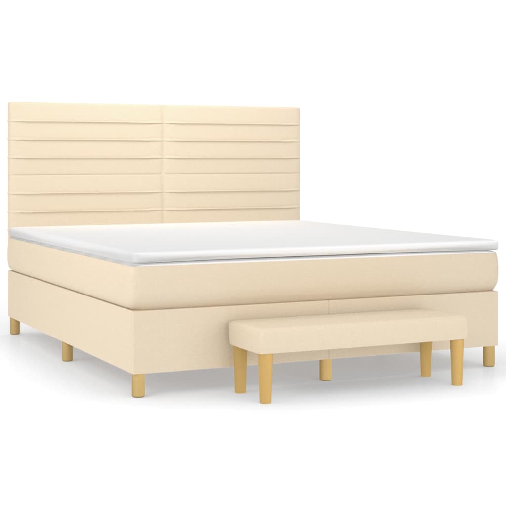 Κρεβάτι Boxspring με Στρώμα Κρεμ 180x200 εκ. Υφασμάτινο