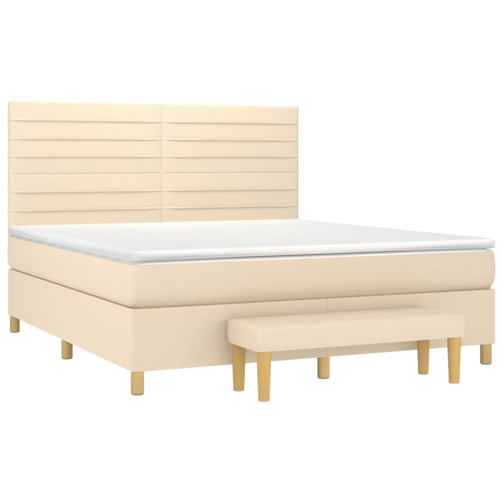Κρεβάτι Boxspring με Στρώμα Κρεμ 180x200 εκ. Υφασμάτινο