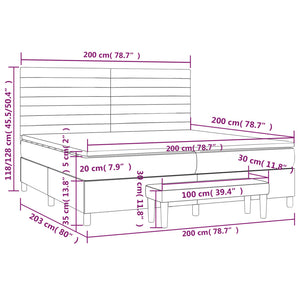 Κρεβάτι Boxspring με Στρώμα Ανοιχτό Γκρι 200x200 εκ. Υφασμάτινο