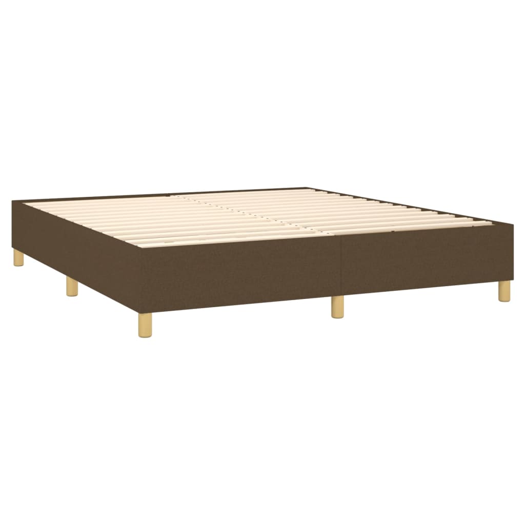 Κρεβάτι Boxspring με Στρώμα Σκούρο Καφέ 200x200 εκ. Υφασμάτινο