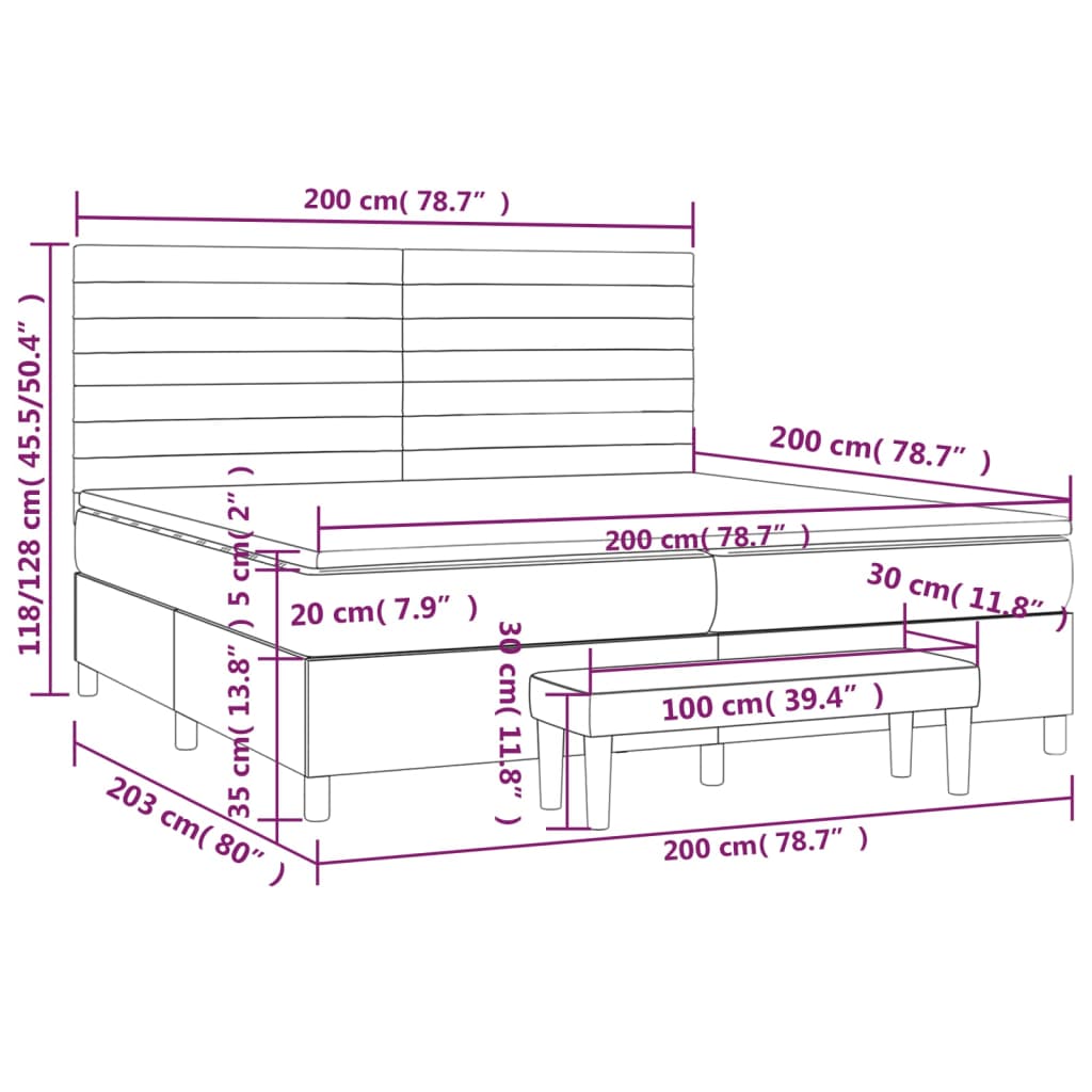 Κρεβάτι Boxspring με Στρώμα Αν. Πράσινο 200x200 εκ. Υφασμάτινο - Pakobazaar