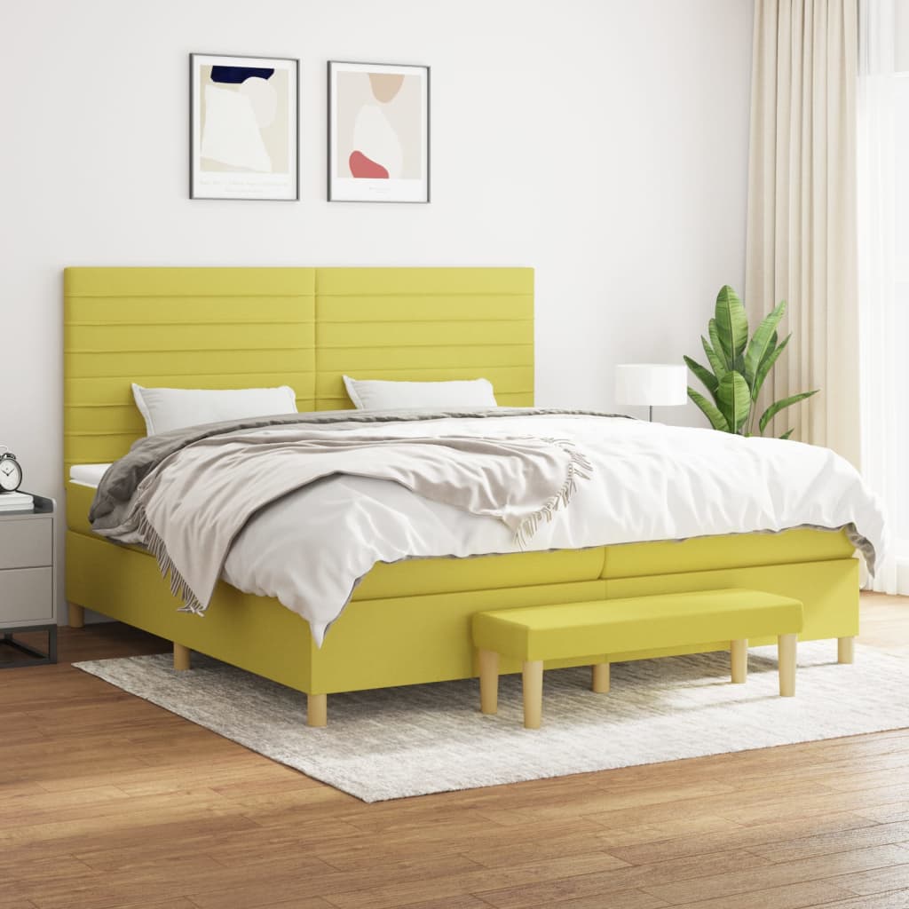 Κρεβάτι Boxspring με Στρώμα Αν. Πράσινο 200x200 εκ. Υφασμάτινο - Pakobazaar
