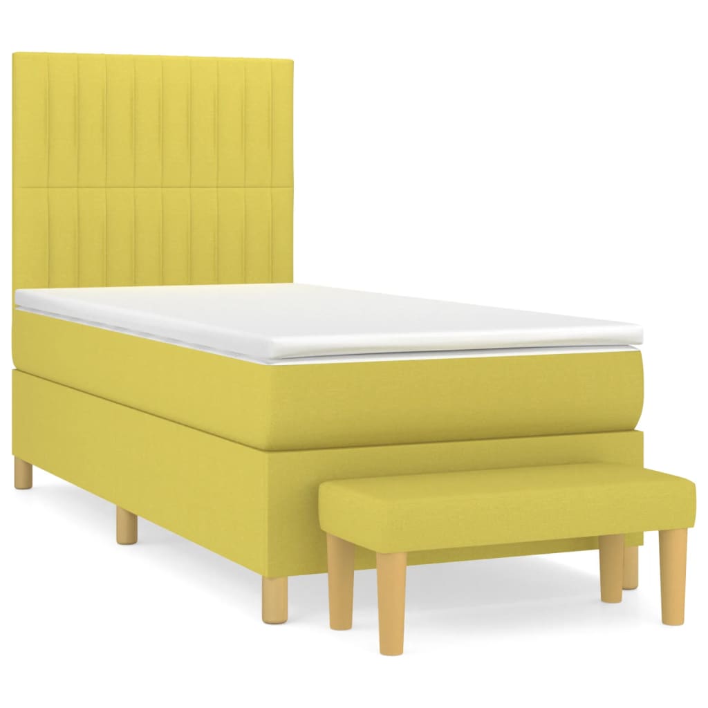 Κρεβάτι Boxspring με Στρώμα Ανοιχτό πράσινο 80x200εκ.Υφασμάτινο - Pakobazaar