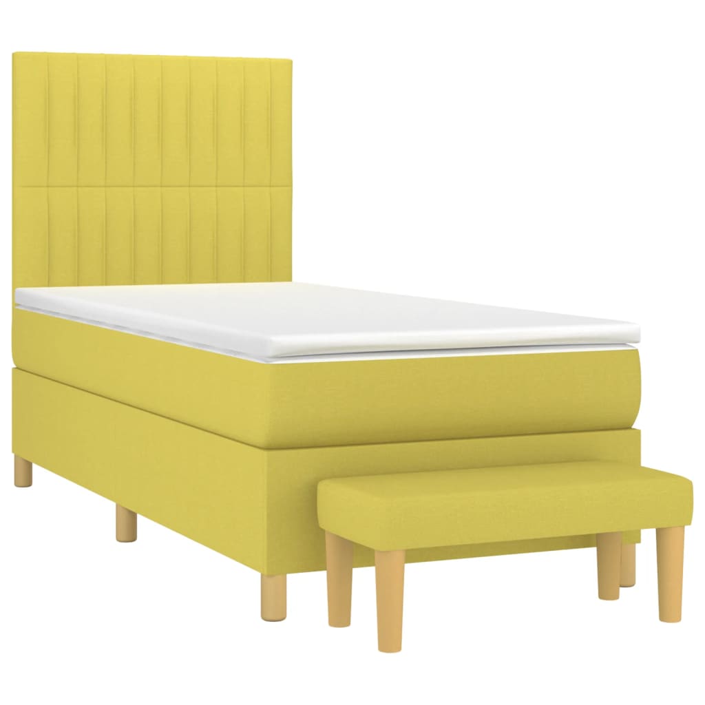 Κρεβάτι Boxspring με Στρώμα Ανοιχτό πράσινο 80x200εκ.Υφασμάτινο - Pakobazaar