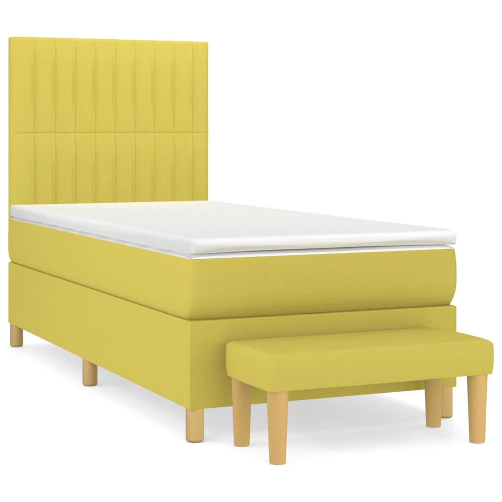 Κρεβάτι Boxspring με Στρώμα Ανοιχτό πράσινο100x200εκ.Υφασμάτινο
