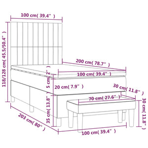 Κρεβάτι Boxspring με Στρώμα Ανοιχτό πράσινο100x200εκ.Υφασμάτινο