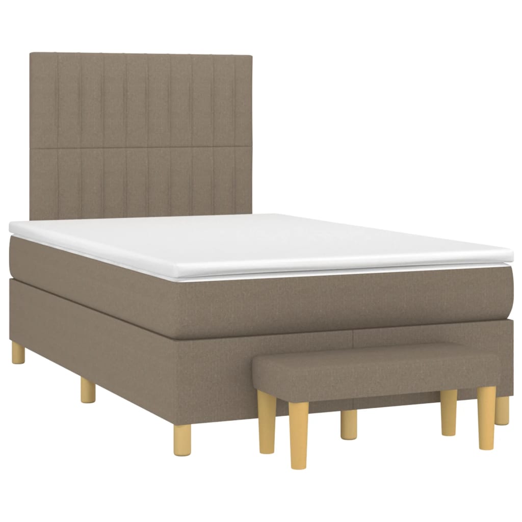 Κρεβάτι Boxspring με Στρώμα Taupe 120x200 εκ. Υφασμάτινο - Pakobazaar