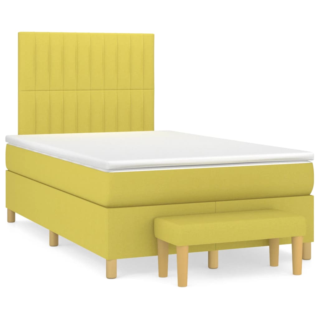 Κρεβάτι Boxspring με Στρώμα Ανοιχτό πράσινο120x200εκ.Υφασμάτινο - Pakobazaar