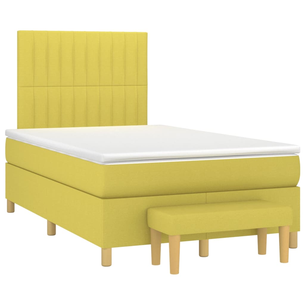 Κρεβάτι Boxspring με Στρώμα Ανοιχτό πράσινο120x200εκ.Υφασμάτινο - Pakobazaar
