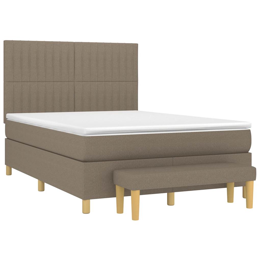 Κρεβάτι Boxspring με Στρώμα Taupe 140x190 εκ. Υφασμάτινο