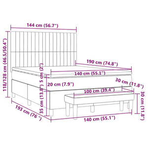 Κρεβάτι Boxspring με Στρώμα Taupe 140x190 εκ. Υφασμάτινο