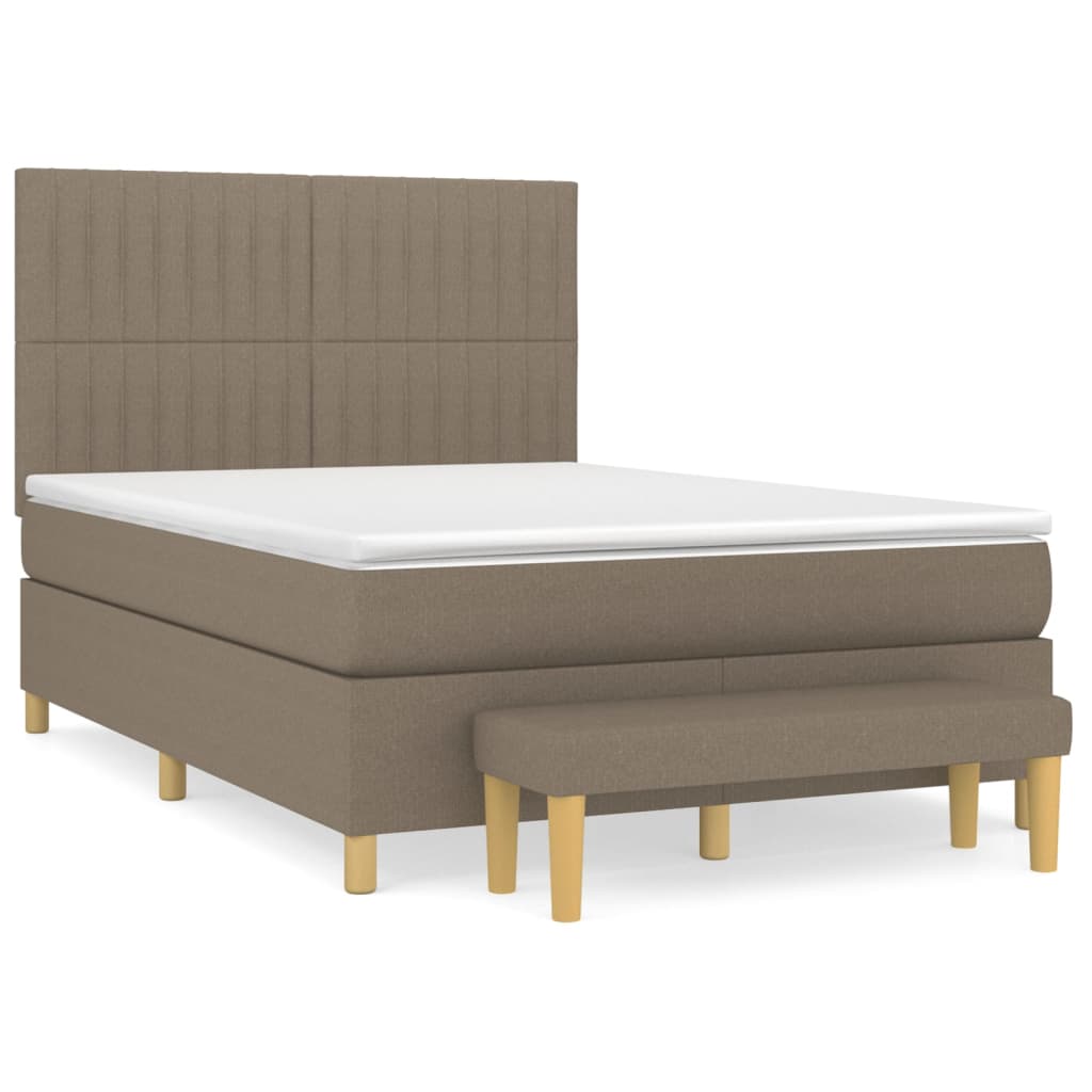 Κρεβάτι Boxspring με Στρώμα Taupe 140x200 εκ. Υφασμάτινο