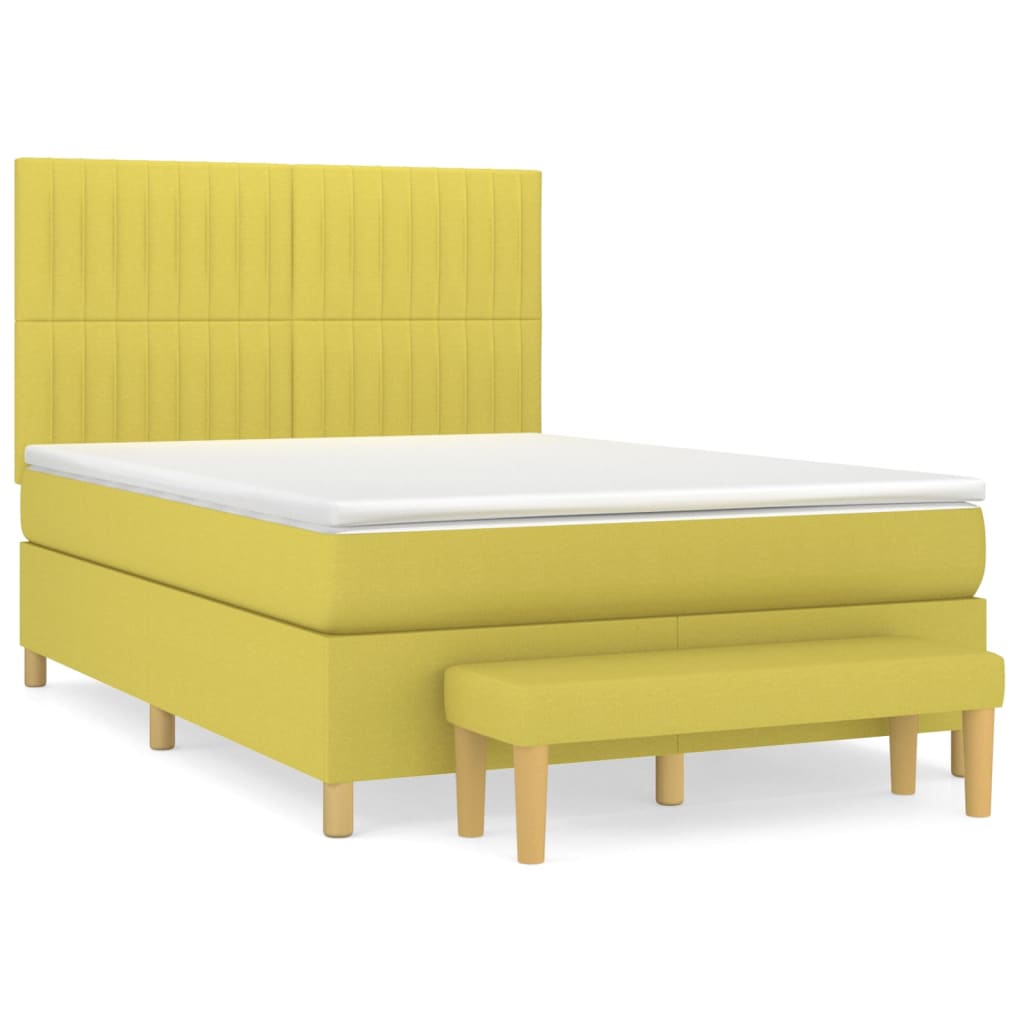 Κρεβάτι Boxspring με Στρώμα Ανοιχτό πράσινο140x200εκ.Υφασμάτινο - Pakobazaar
