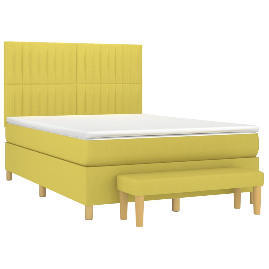 Κρεβάτι Boxspring με Στρώμα Ανοιχτό πράσινο140x200εκ.Υφασμάτινο - Pakobazaar