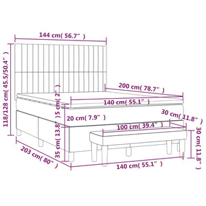 Κρεβάτι Boxspring με Στρώμα Ανοιχτό πράσινο140x200εκ.Υφασμάτινο - Pakobazaar