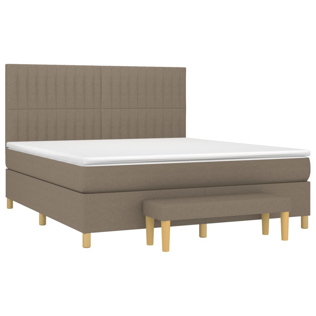 Κρεβάτι Boxspring με Στρώμα Taupe 160x200 εκ. Υφασμάτινο