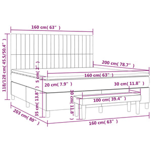 Κρεβάτι Boxspring με Στρώμα Taupe 160x200 εκ. Υφασμάτινο