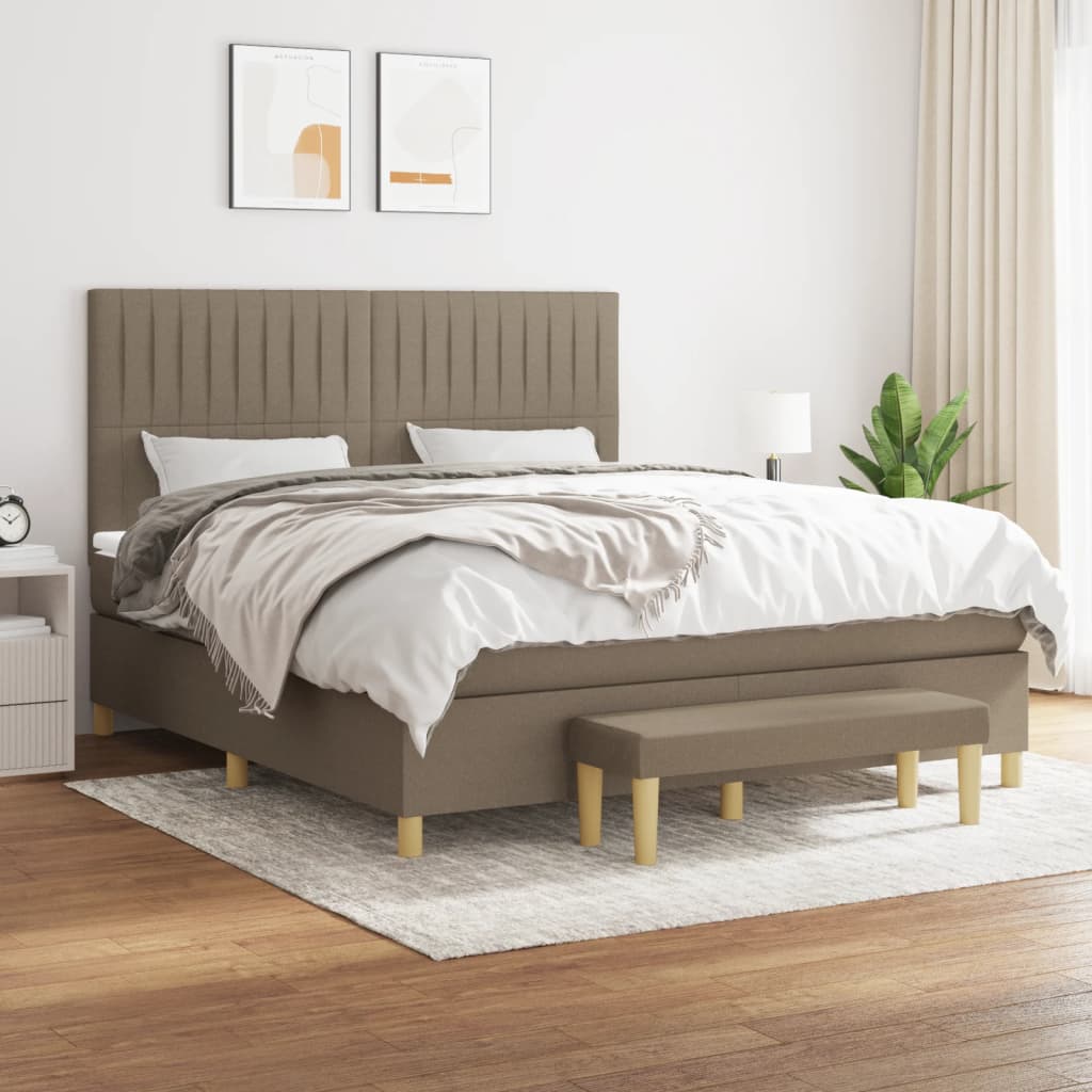 Κρεβάτι Boxspring με Στρώμα Taupe 160x200 εκ. Υφασμάτινο