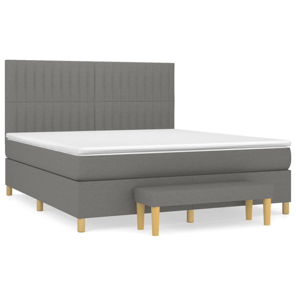 Κρεβάτι Boxspring με Στρώμα Σκούρο Γκρι 180x200 εκ Υφασμάτιν