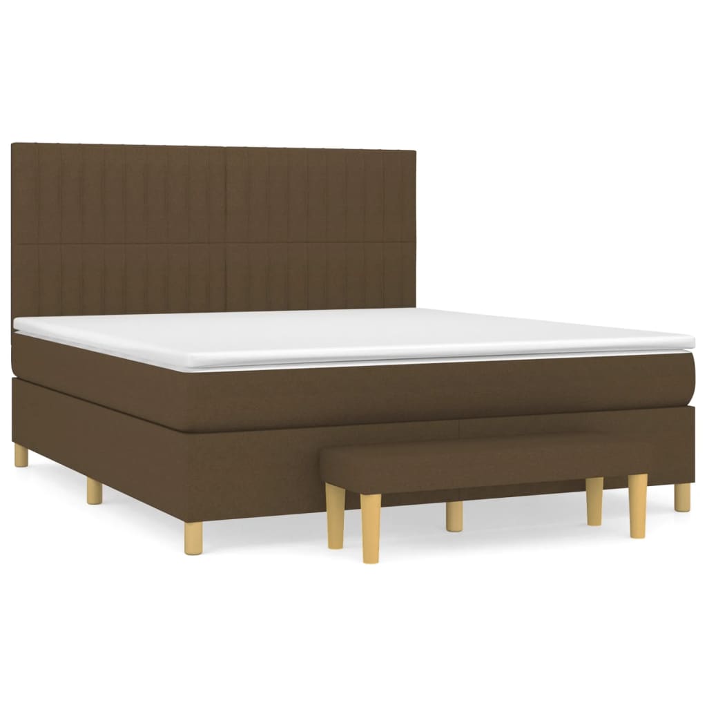 Κρεβάτι Boxspring με Στρώμα Σκούρο Καφέ 180x200 εκ Υφασμάτινο - Pakobazaar