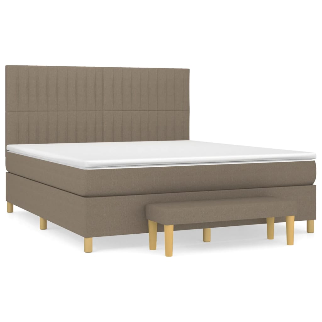 Κρεβάτι Boxspring με Στρώμα Taupe 180x200 εκ. Υφασμάτινο