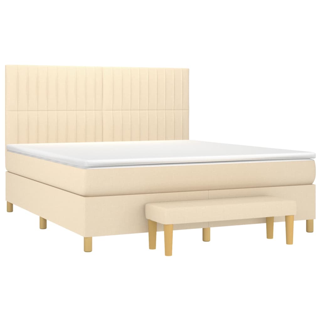 Κρεβάτι Boxspring με Στρώμα Κρεμ 180x200 εκ. Υφασμάτινο - Pakobazaar