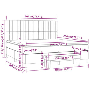 Κρεβάτι Boxspring με Στρώμα Κρεμ 200x200 εκ. Υφασμάτινο