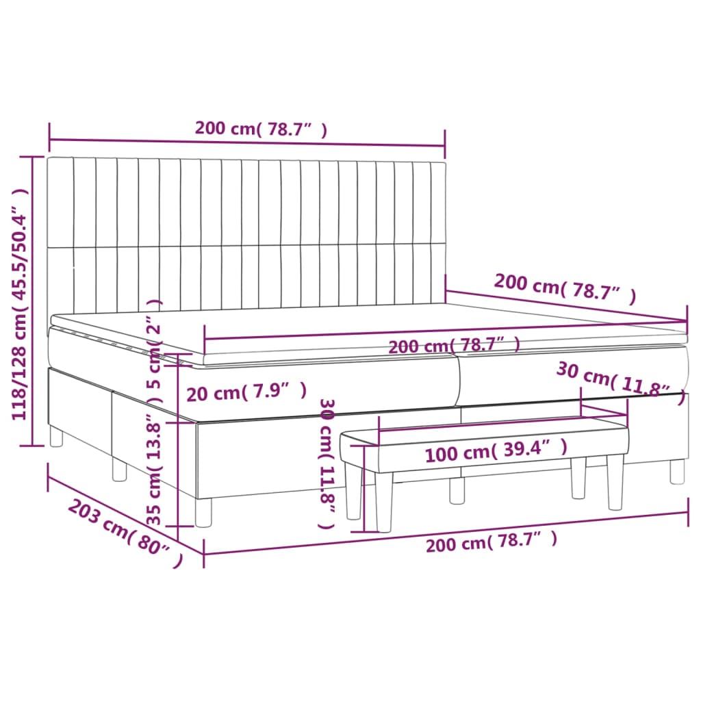 Κρεβάτι Boxspring με Στρώμα Αν. Πράσινο 200x200 εκ. Υφασμάτινο