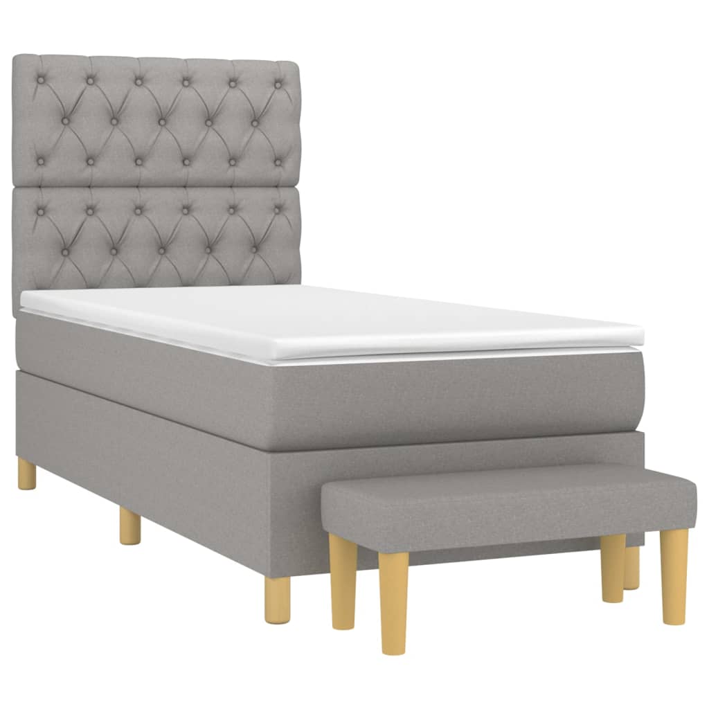 Κρεβάτι Boxspring με Στρώμα Ανοιχτό Γκρι 80x200 εκ. Υφασμάτινο