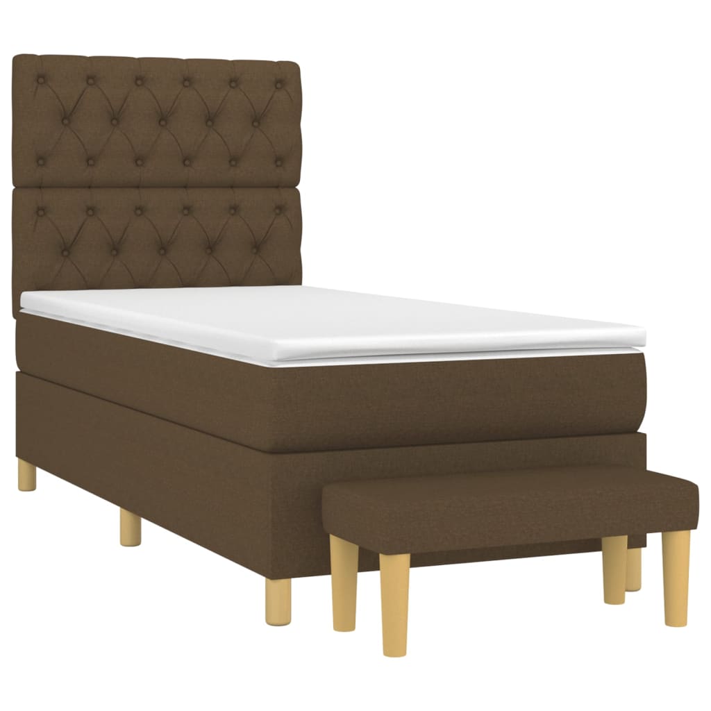 Κρεβάτι Boxspring με Στρώμα Σκούρο Καφέ 80x200 εκ. Υφασμάτινο