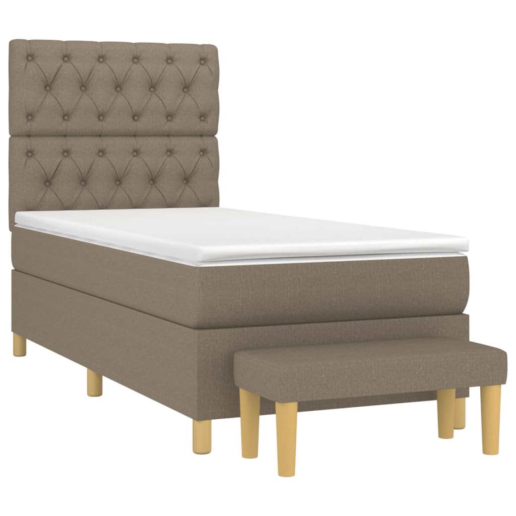 Κρεβάτι Boxspring με Στρώμα Taupe 80x200 εκ. Υφασμάτινο