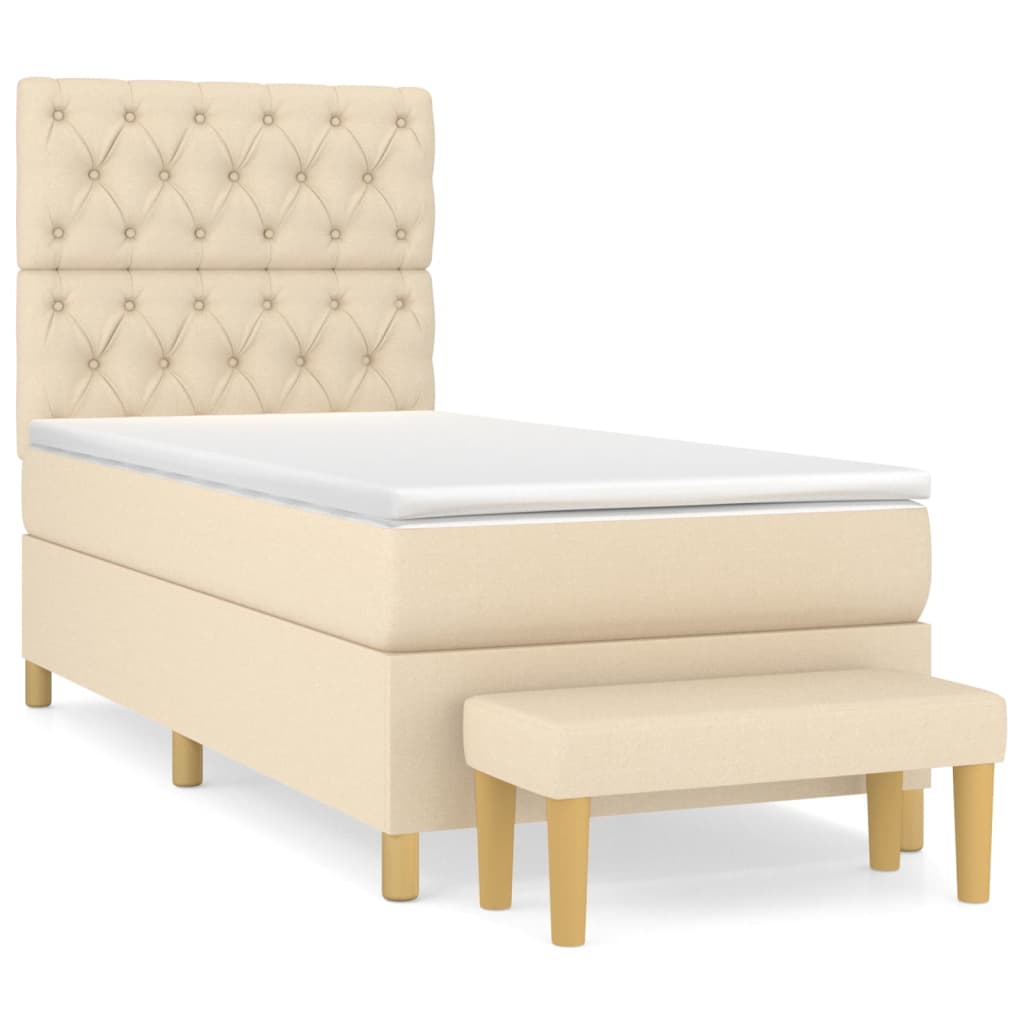 Κρεβάτι Boxspring με Στρώμα Κρεμ 80 x 200 εκ. Υφασμάτινο