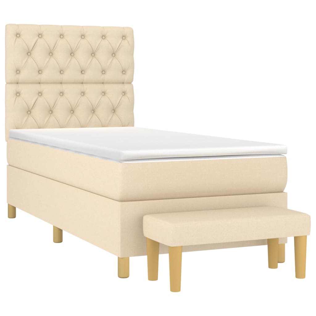 Κρεβάτι Boxspring με Στρώμα Κρεμ 80 x 200 εκ. Υφασμάτινο