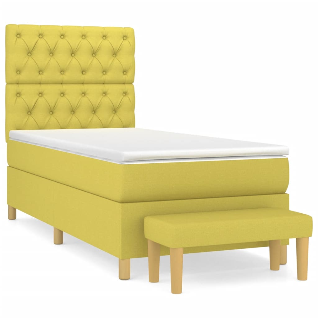 Κρεβάτι Boxspring με Στρώμα Ανοιχτό πράσινο 80x200εκ.Υφασμάτινο