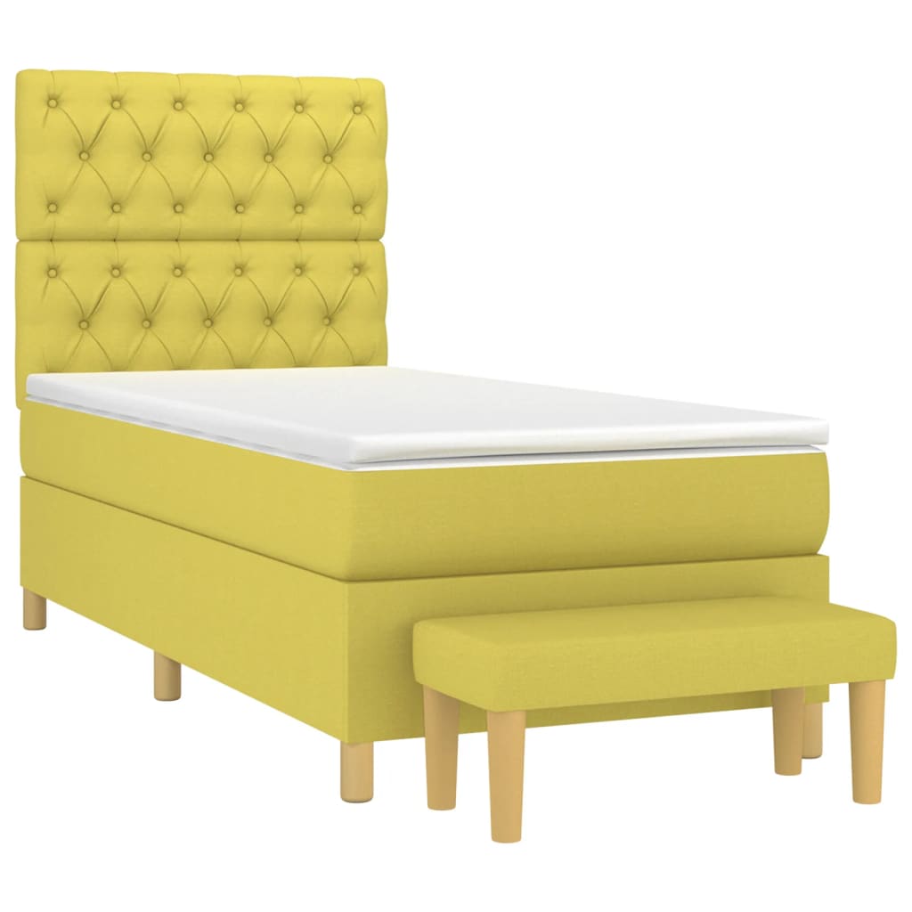 Κρεβάτι Boxspring με Στρώμα Ανοιχτό πράσινο 80x200εκ.Υφασμάτινο