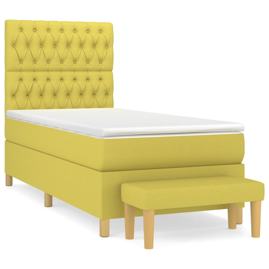 Κρεβάτι Boxspring με Στρώμα Ανοιχτό πράσινο100x200εκ.Υφασμάτινο