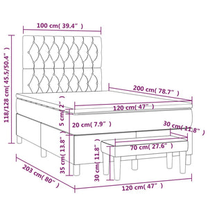 Κρεβάτι Boxspring με Στρώμα Μπλε 120x200 εκ. Υφασμάτινο