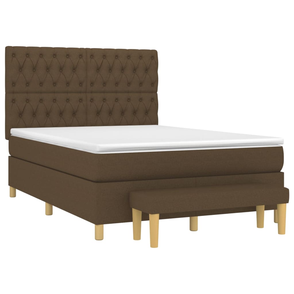 Κρεβάτι Boxspring με Στρώμα Σκούρο Καφέ 140x190 εκ. Υφασμάτινο