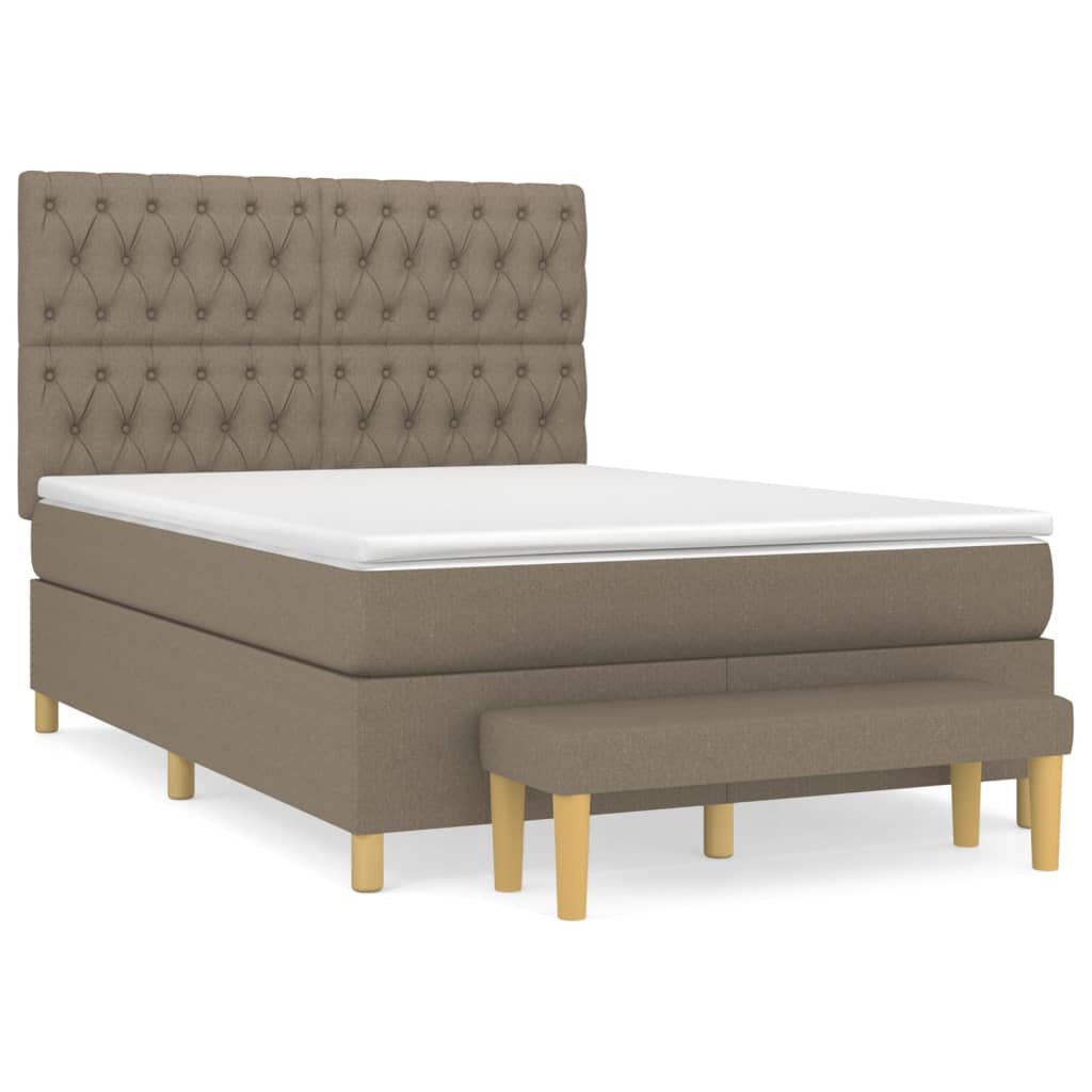 Κρεβάτι Boxspring με Στρώμα Taupe 140x190 εκ. Υφασμάτινο