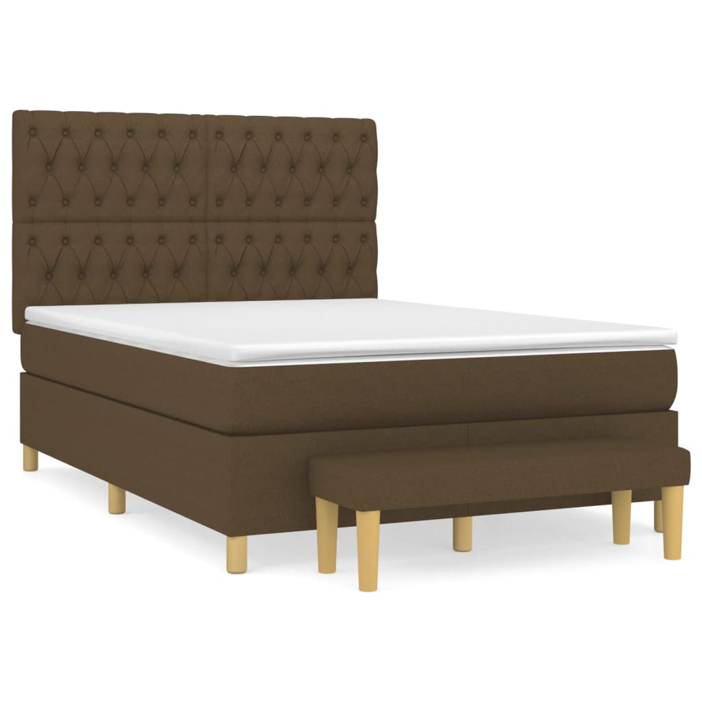 Κρεβάτι Boxspring με Στρώμα Σκούρο Καφέ 140x200 εκ Υφασμάτινο - Pakobazaar