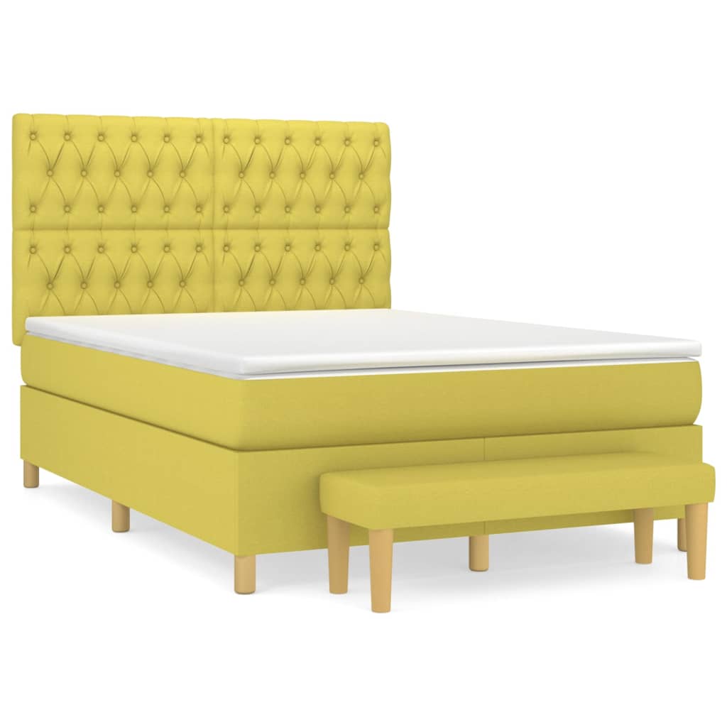Κρεβάτι Boxspring με Στρώμα Ανοιχτό πράσινο140x200εκ.Υφασμάτινο