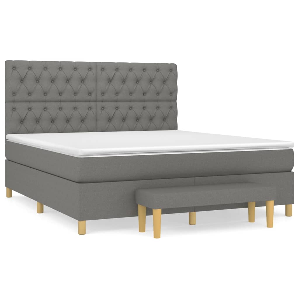 Κρεβάτι Boxspring με Στρώμα Σκούρο Γκρι 160x200 εκ Υφασμάτινο - Pakobazaar