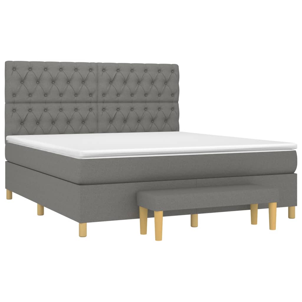 Κρεβάτι Boxspring με Στρώμα Σκούρο Γκρι 160x200 εκ Υφασμάτινο - Pakobazaar
