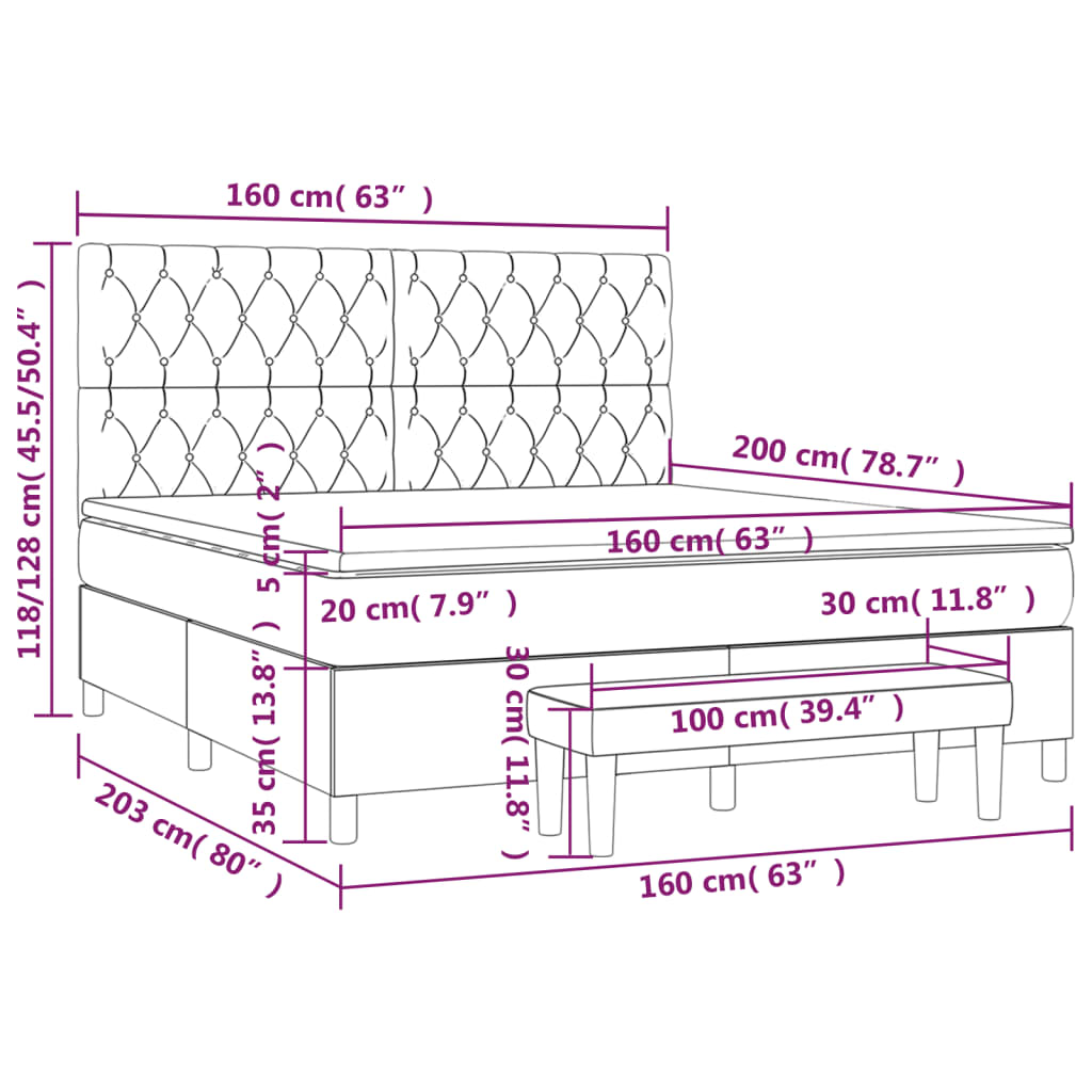 Κρεβάτι Boxspring με Στρώμα Αν. Πράσινο 120x190εκ Υφασμάτινο