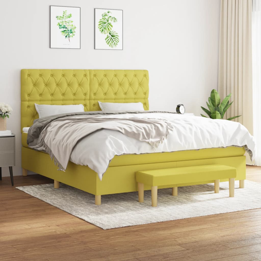 Κρεβάτι Boxspring με Στρώμα Αν. Πράσινο 120x190εκ Υφασμάτινο