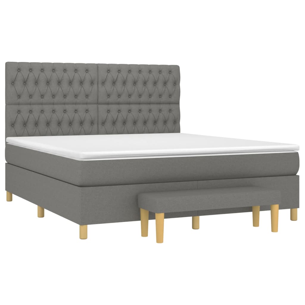 Κρεβάτι Boxspring με Στρώμα Σκούρο Γκρι 180x200 εκ Υφασμάτιν